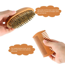 Load image into Gallery viewer, Boar Bristle Beard Brush + Comb