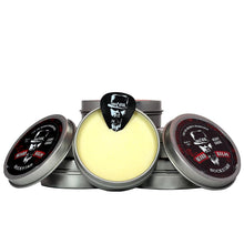 Load image into Gallery viewer, MEAN Beard Co "Rockstar" Beard Balm plus guitar pick open can